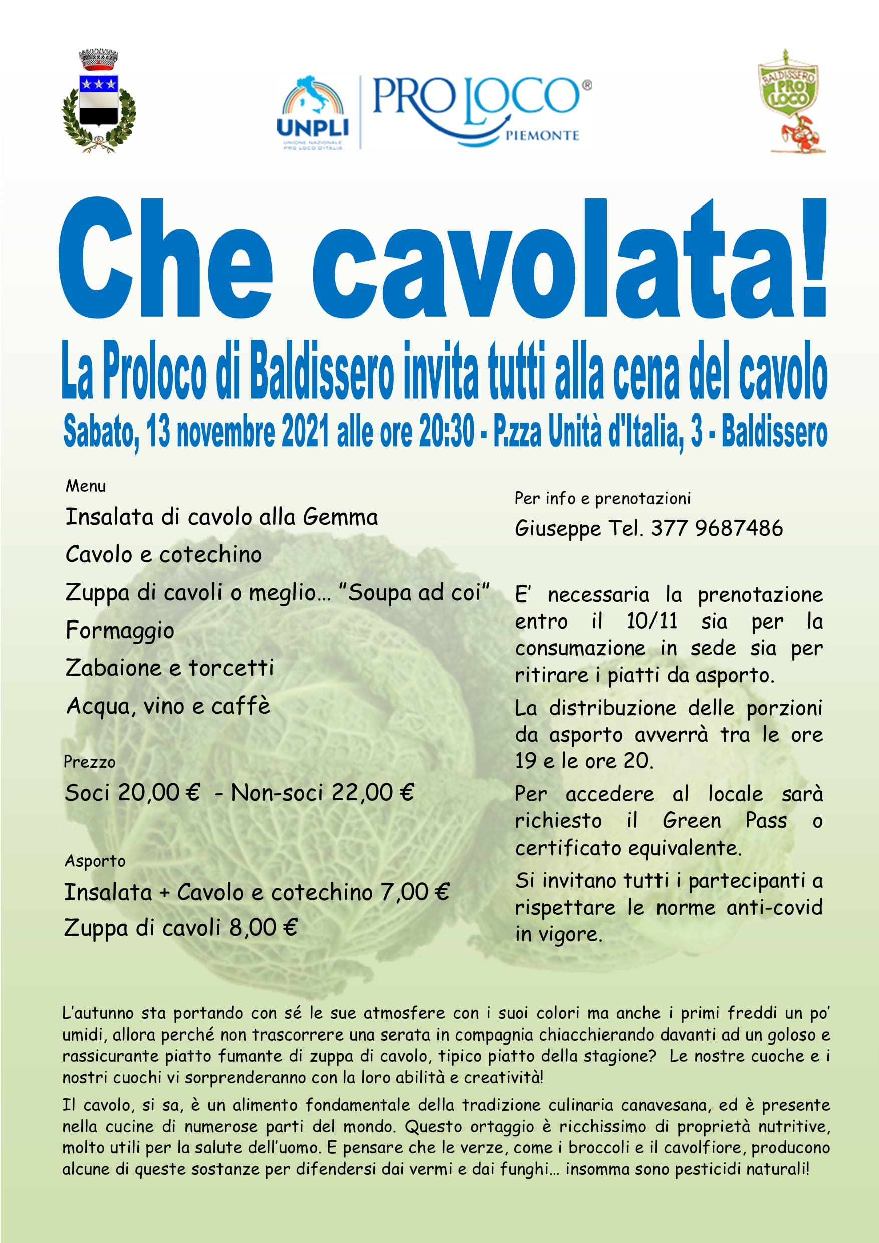 Manifesto della serata Che cavolata! La Cena del Cavolo - ATPL di Badissero Canavee