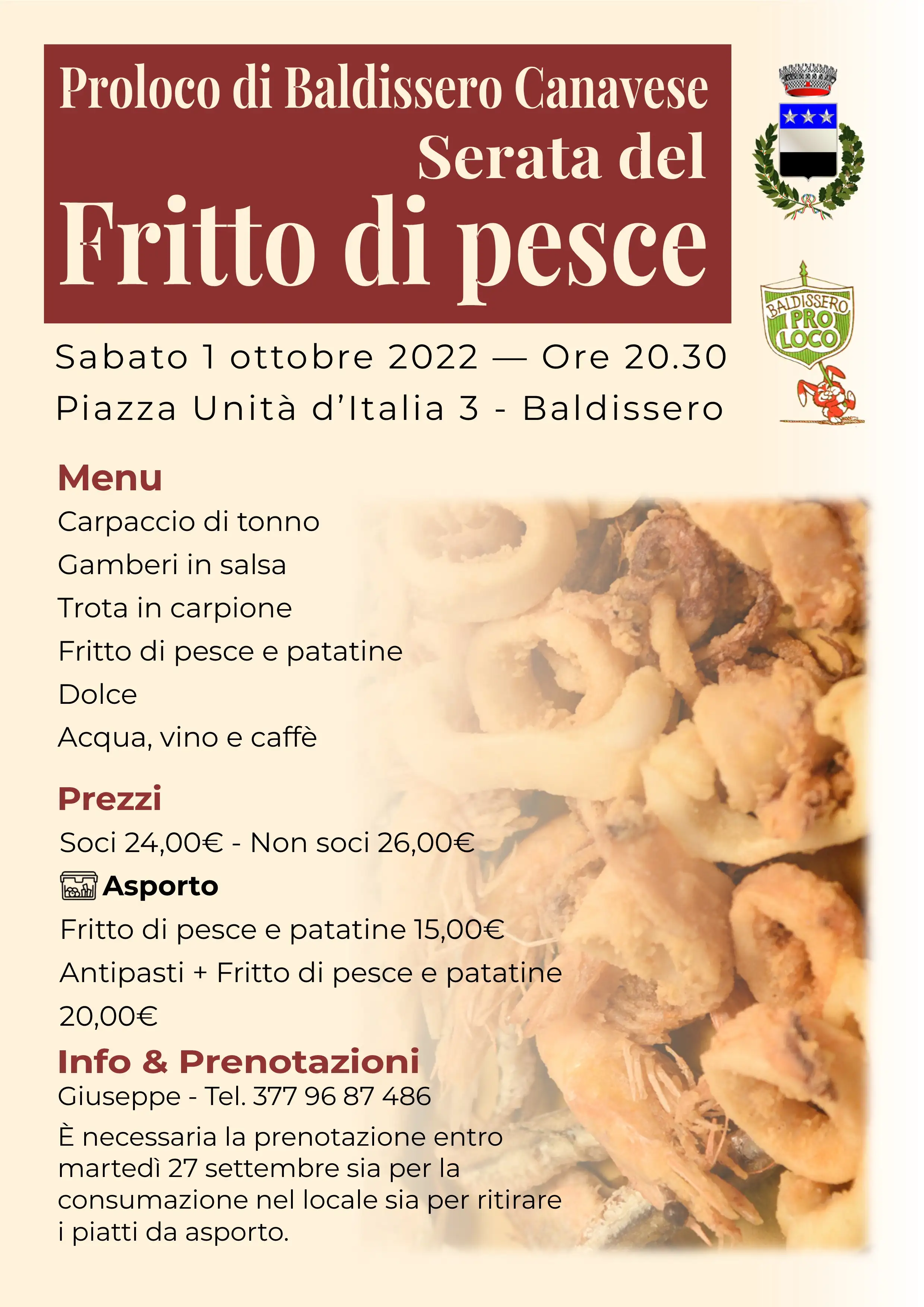 Cartellone Fritto di Pesce 2022 - ATPL Baldissero Canavese